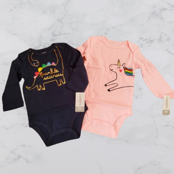 Carter's Other - Carter's baby girl collectible bodysuits bundle, 12 months, Blue/ Pink